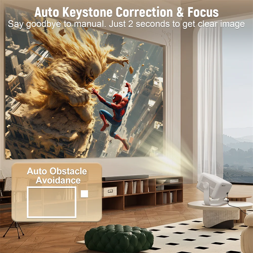 Velec Netflix Certification Projector Android 13 4K Native 1080P 650ANSI With Auto Focus Wifi6 BT5.2 360° Home Outdoor