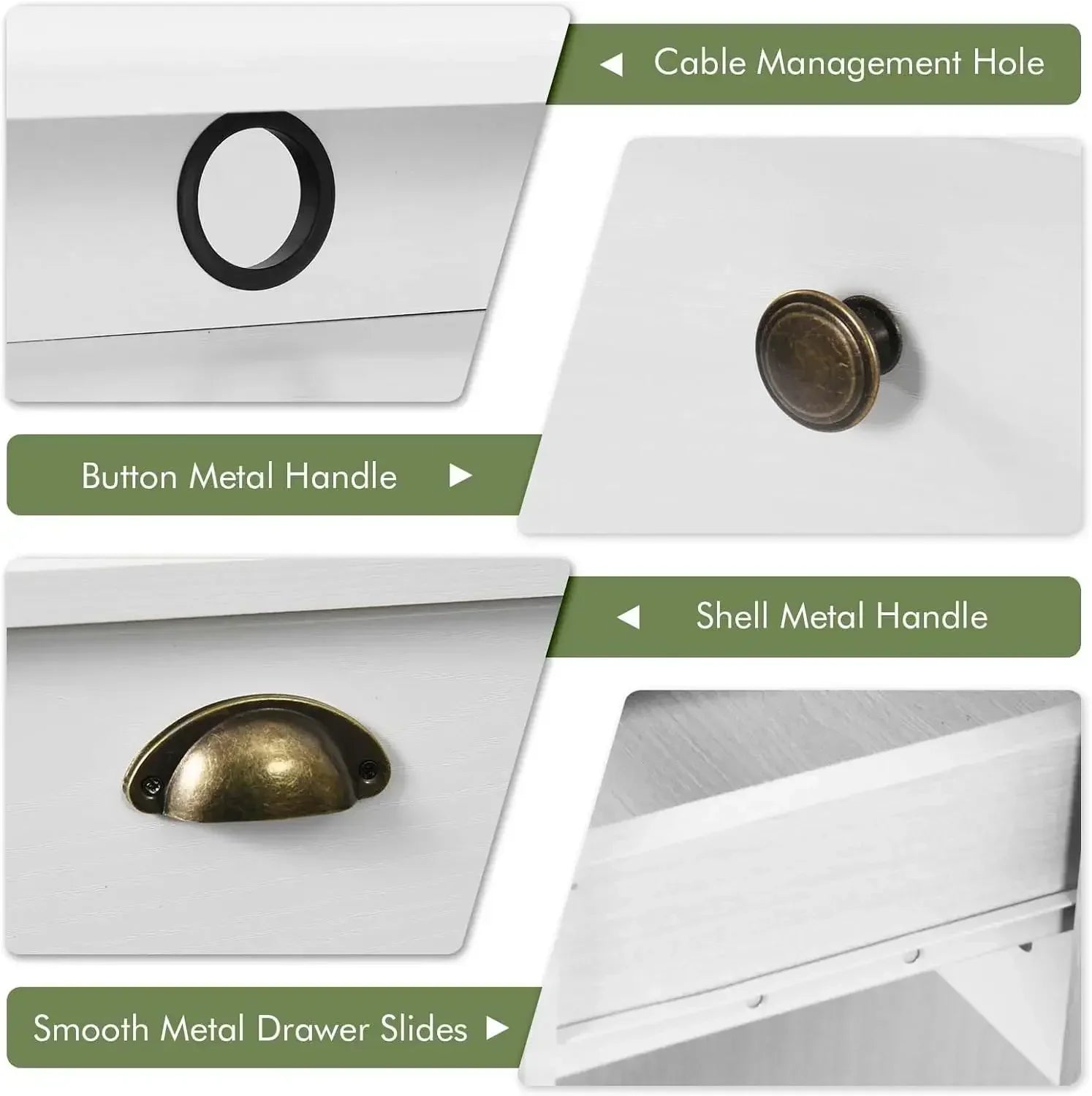 White Desk with Drawers 47 Inch Home Office Computer Desk with File Drawers Student Small Desk with Drawer for Bedroom