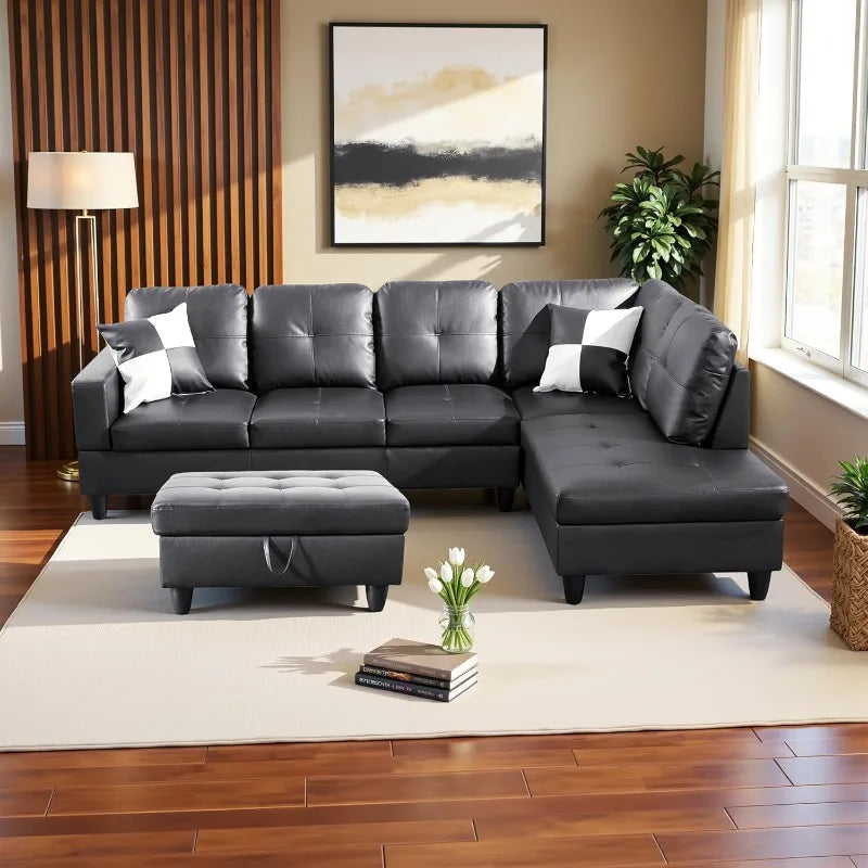 modern-l-shaped-sectional-with-ottoman-dark-grey-faux-leather-sofa-for-apartments