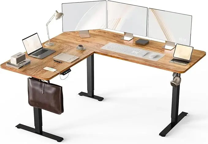 63 x 55 inch L Shaped Standing Desk Corner Computer Desk Electric Adjustable Height Stand Up Table L Sit Stand Desk