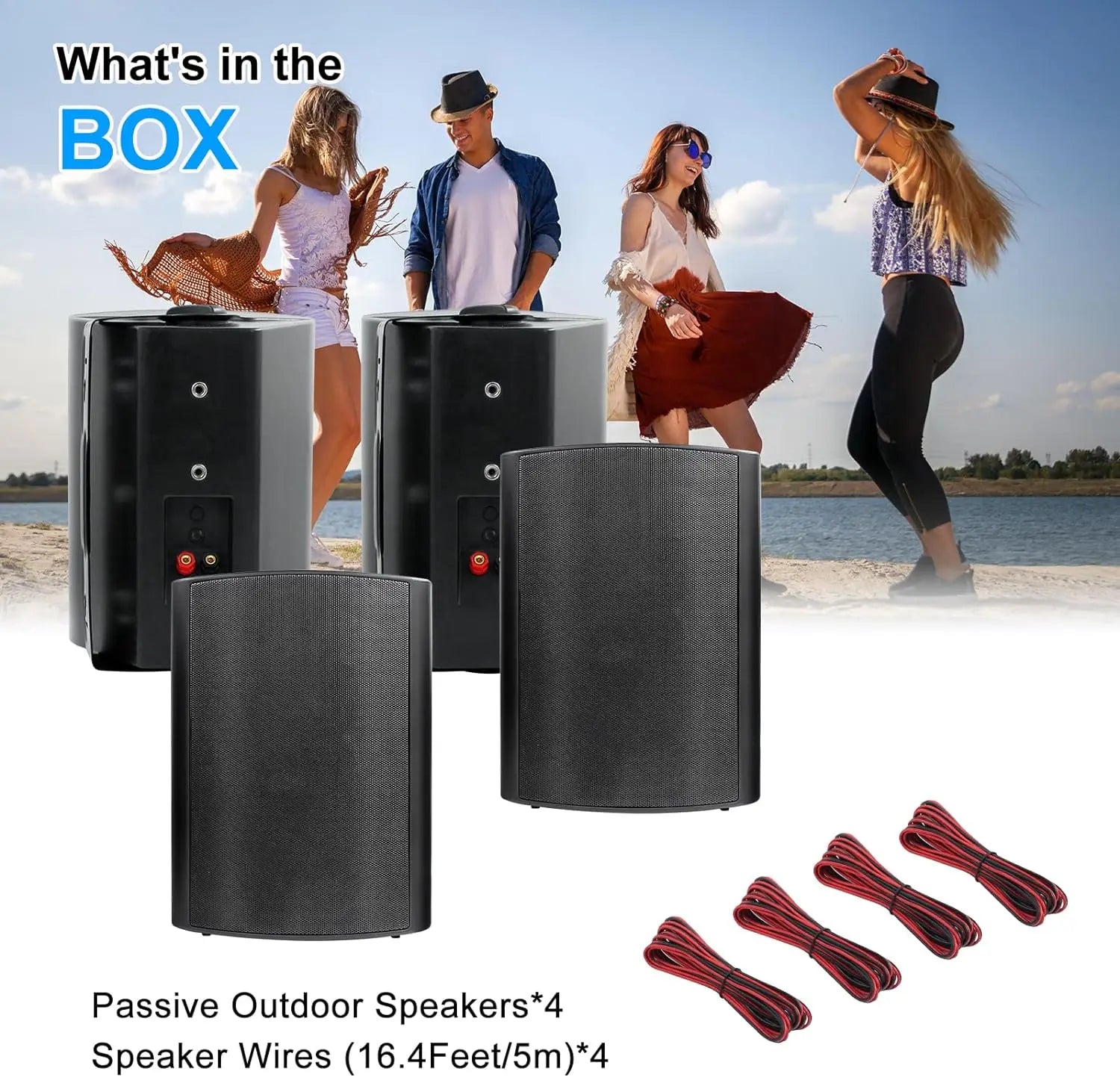 Herdio 4PCS 800W 6.5’’ Outdoor Speakers Wired Waterproof Passive Wall Mount Speakers With Powerful Bass For Home Patio