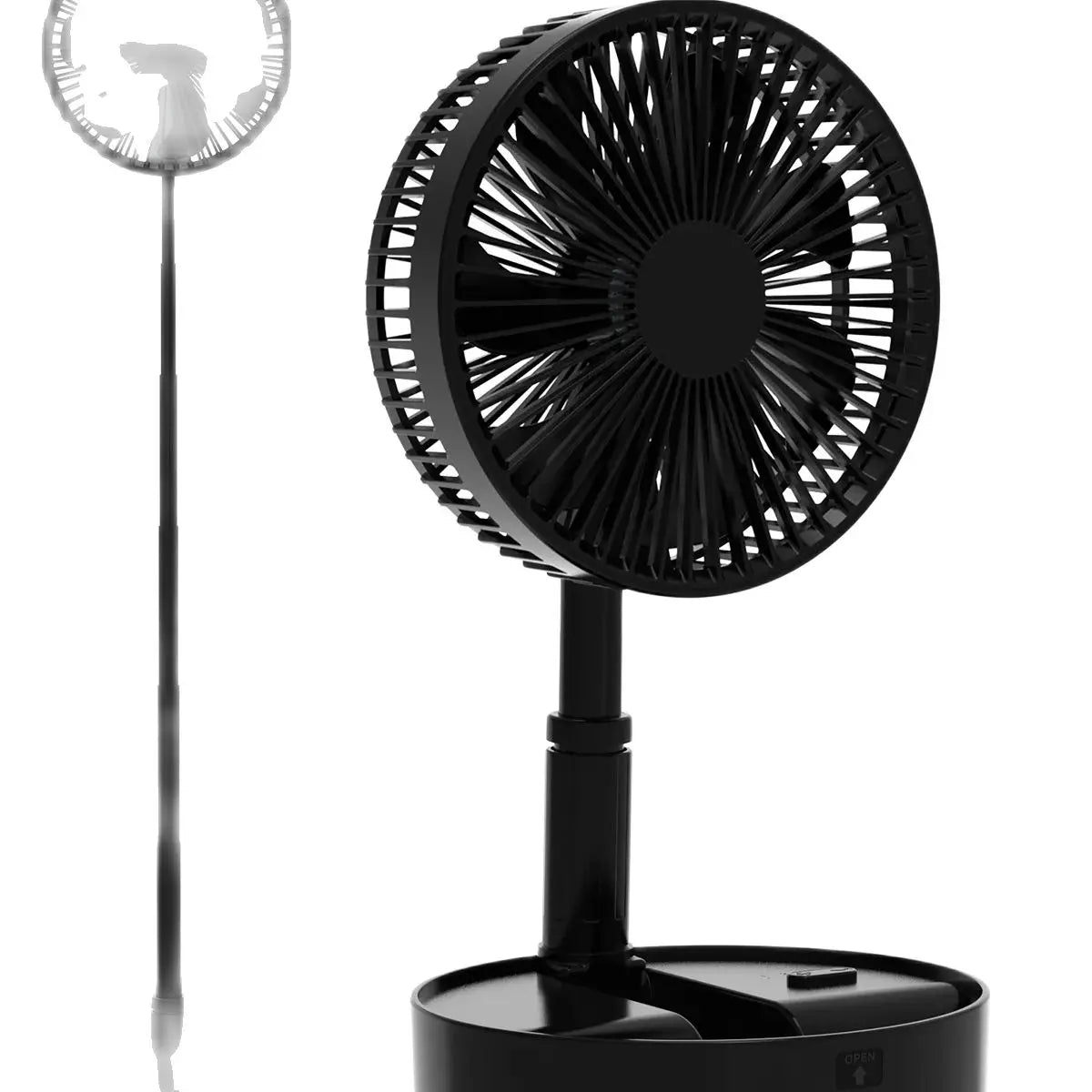 Oscillating Fan Foldaway with Remote Control Battery Powered Fan for Camping 4 Speed Timer Height Adjustment Portable