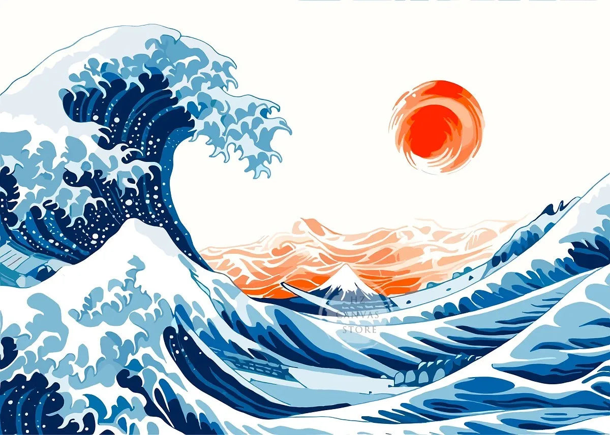 The Great Wave Off Kanagawa Poster Japanese Ukiyo-e Art Print Minimalist Vintage Wall Decor for Zen Office Home Decor