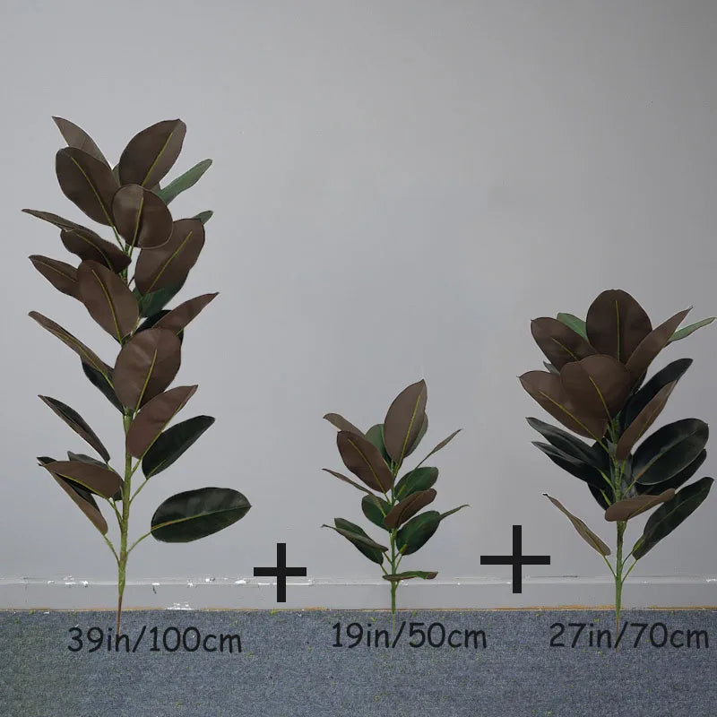 13-70in Large Ficus Tree Artificial Rubber Tree Plastic Banyan Plants Real Touch Banyan Leaves For Home Garden Shop
