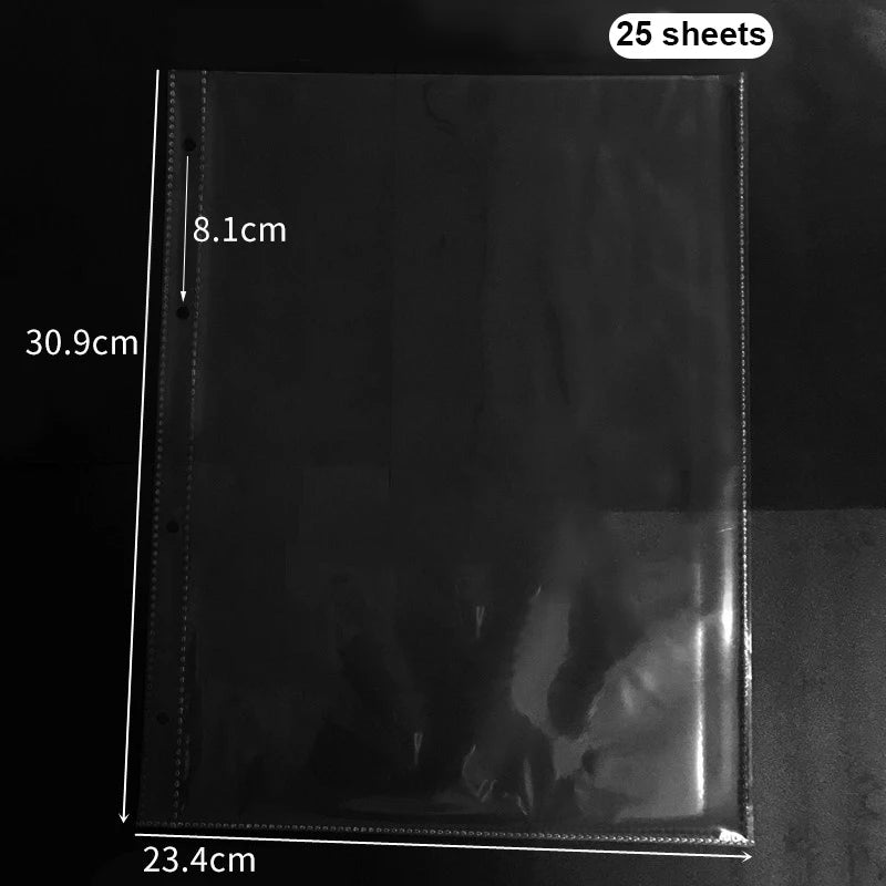 A4 A5 Loose-leaf PP Transparent Inner Leaf File Bag Test Paper Photo Card Storage Book Paper Organizer File Folder Set