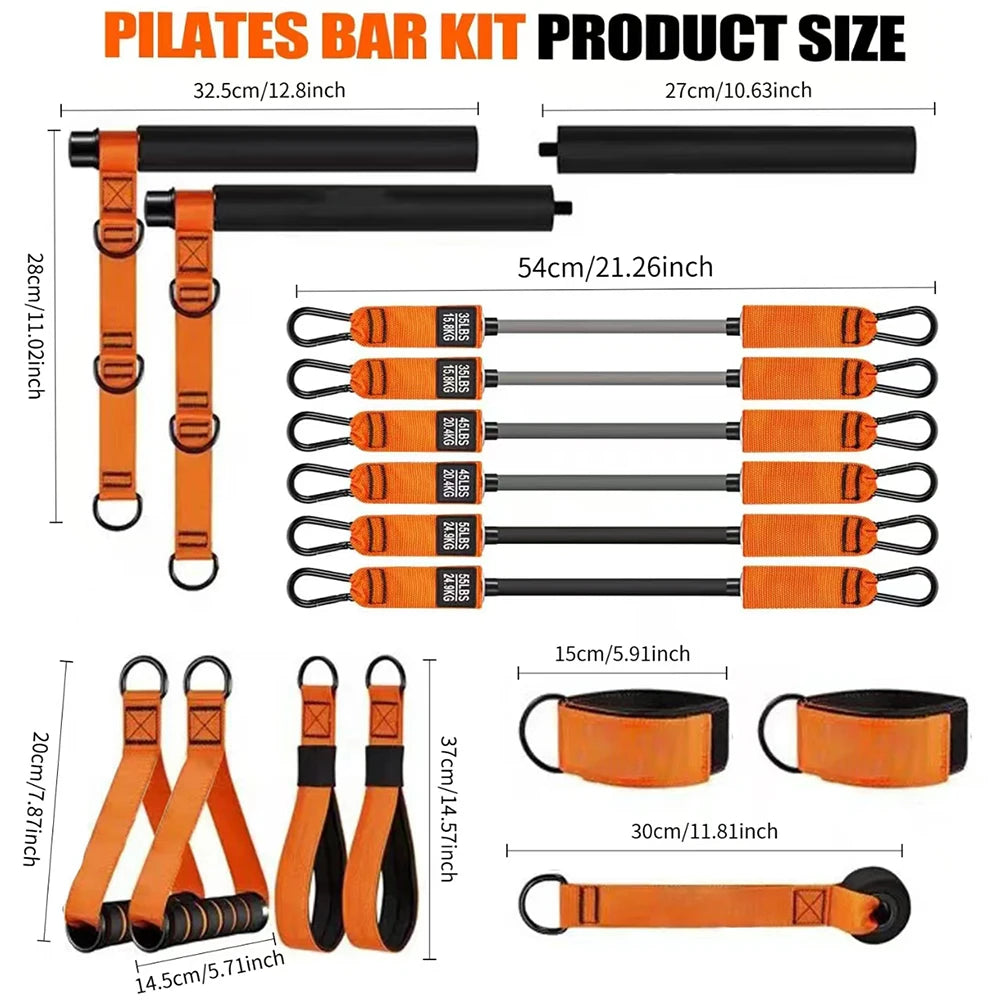 Pilates Bar Kit W/ Resistance Band Multifunctional Pull Up Assistance Band Yoga Pilates Stick Set for Home Gym Strength