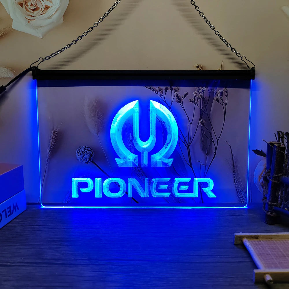 Pioneer Vu LED Neon Sign-3D Carving Wall Art for Home,Room,Bedroom,Office,Farmhouse Decor - Blue / AU-40x30cm