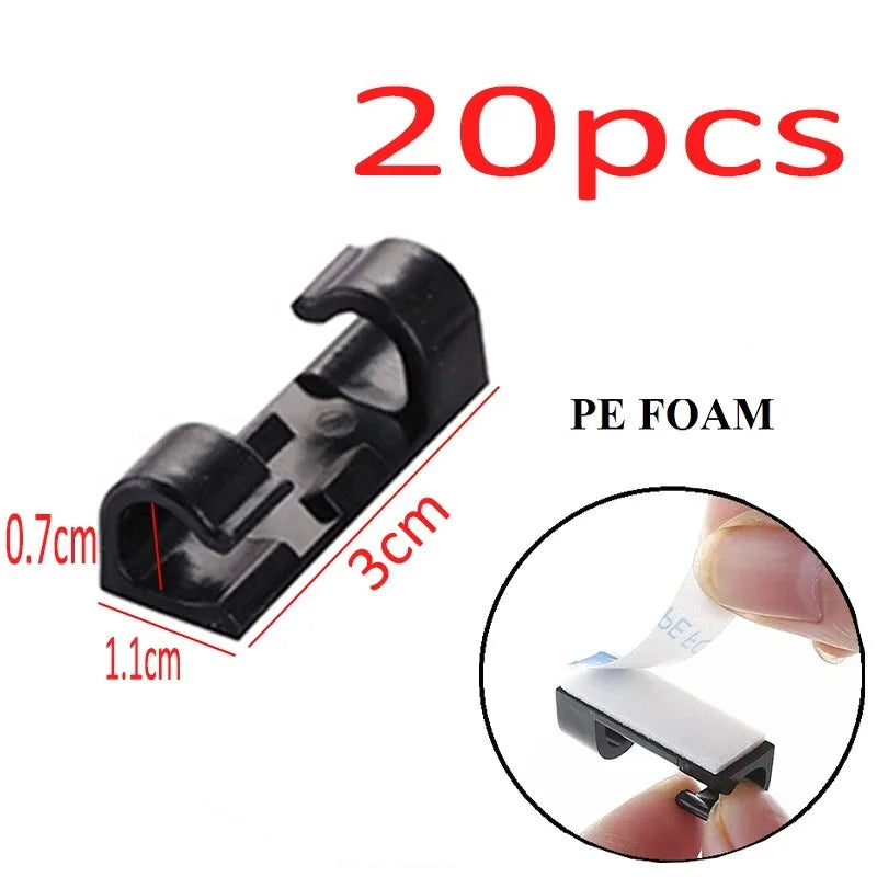 20/40PCS Cable Organizer Clips Cable Management Wire Manager Cord Holder USB Charging Data Line Bobbin Winder Wall