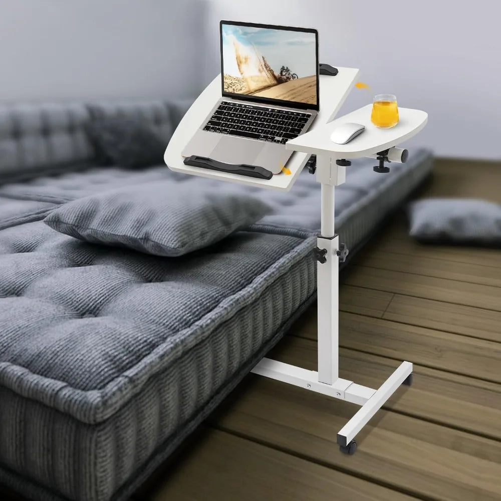 Adjustable Rolling Laptop Table Small Standing Desk Adjustable Height with Wheels Mobile Laptop Stand Portable Stand Up