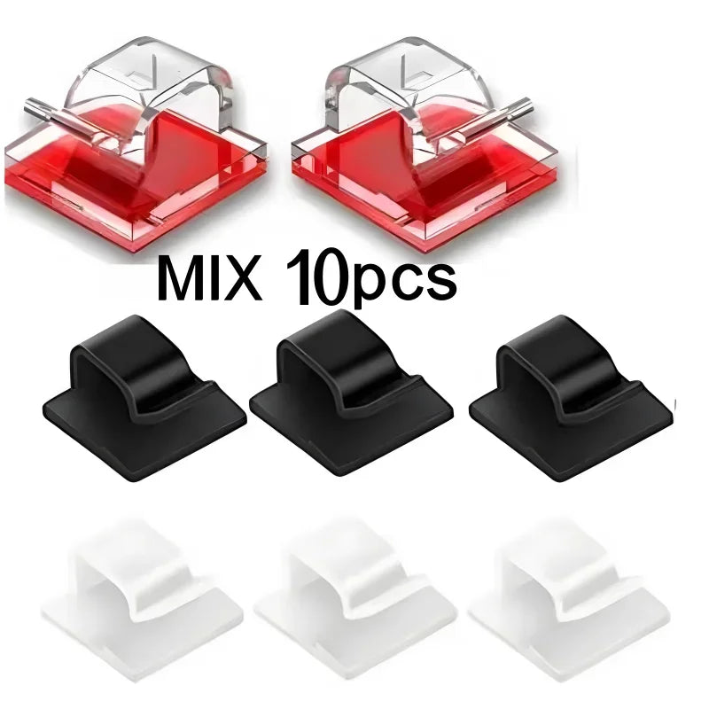 10/30PCS Self-adhesive Cable Organizer Clips Wire Winder Holder Earphone Mouse Cord Clip Protector Cable Management