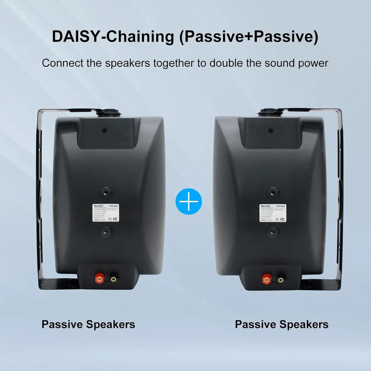 Herdio 2PCS 400W 6.5‘’ Passive Outdoor Speakers Wired Waterproof 2 Way Wall Mounted Speakers With Powerful Bass