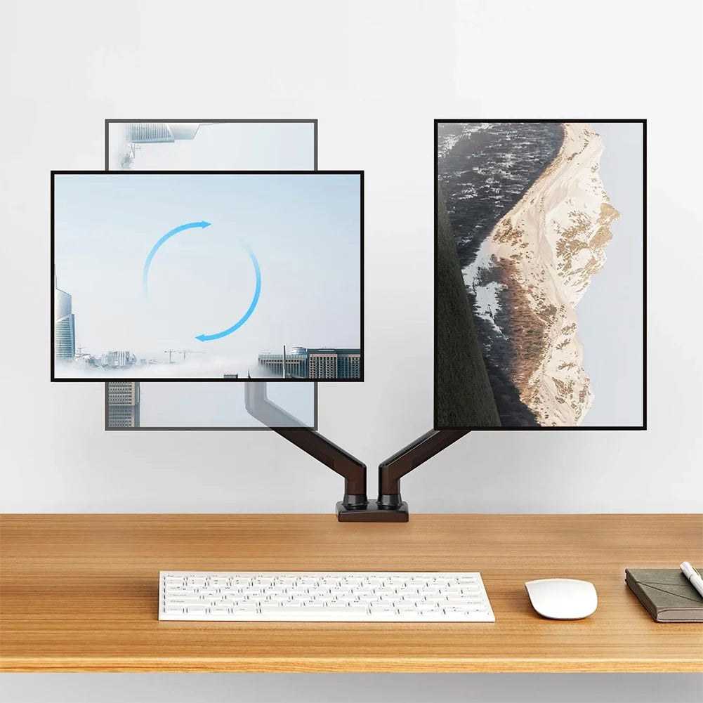 Dual Monitor Stand with C Clamp Monitor Desk Mount Holds Up To 19.8lbs Grommet Mounting Base for 13 To 32 Inch Computer