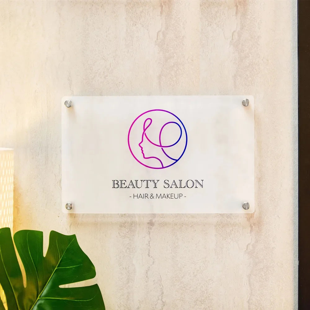 Customized Business Sign Personalised Company Logo Picture Name Signage Acrylic Plate Office Sign Wall Art Decor Shop