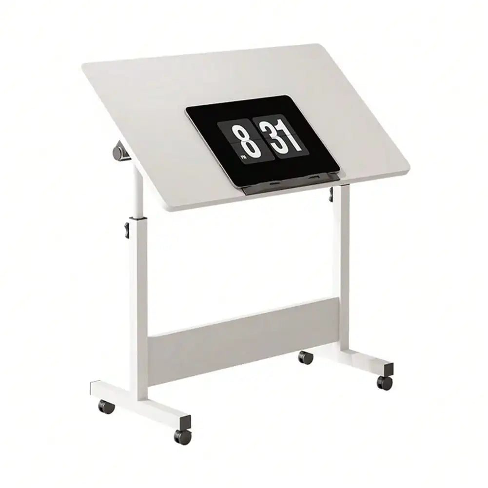 Electric Adjustable Height Standing Desk Ergonomic Mobile Workstation w/Unwith iversal Wheels Compact Folding Table