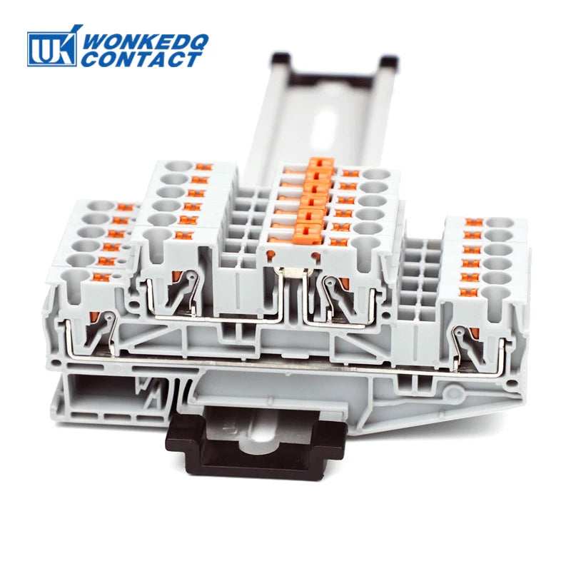 5Pcs PTTB 4-MT Double Level Knife Disconnect Terminal Block Rail Mounting Switch Electrical Connector Push-in PT 4mm