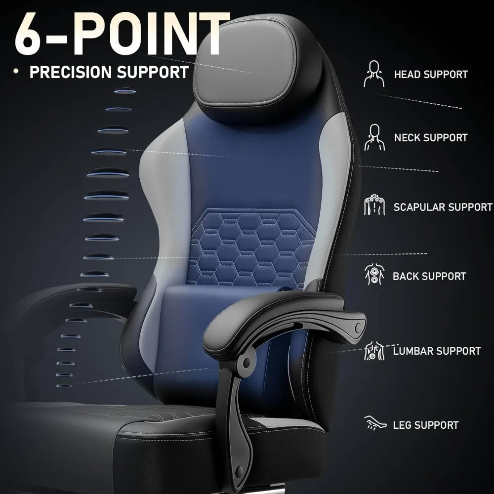 Gaming Chair with Massage and Packet Spring Cushion,Ergonomic Gamer Chairs for Adults with Footrest 300lbs