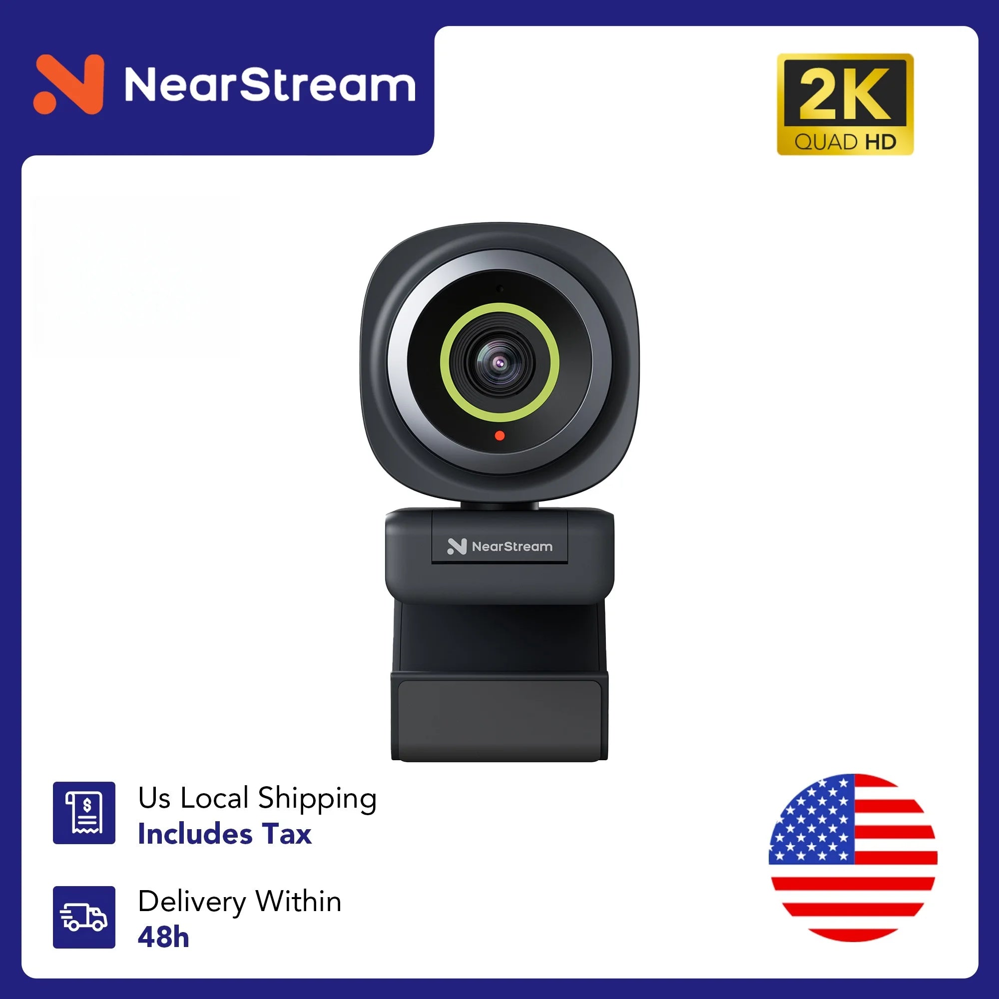 NearStream 1080P@60FPS USB Webcam with AI Noise-Canceling Microphone Software Auto Focus PC Camera With Microphone