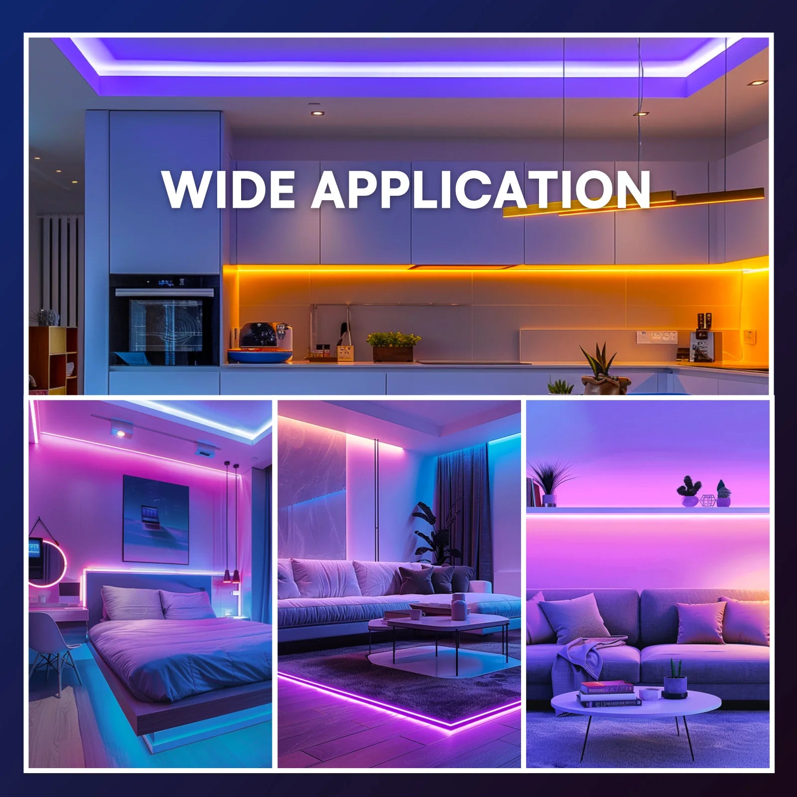 Colorful LED Strip Lights USB Powered Portable Change Color (16 Million) Dimmable Smart RGB-IC Strip Lighting Sync Music