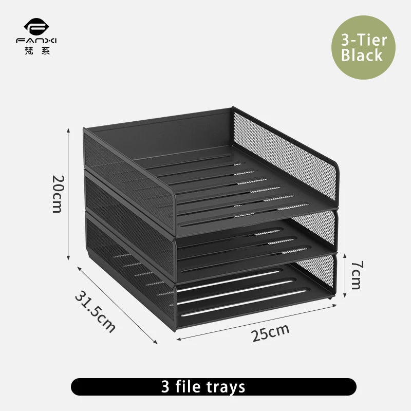 Desktop metal file tray Thickened metal tray Desktop file rack Metal file frame Office storage rack Paper storage