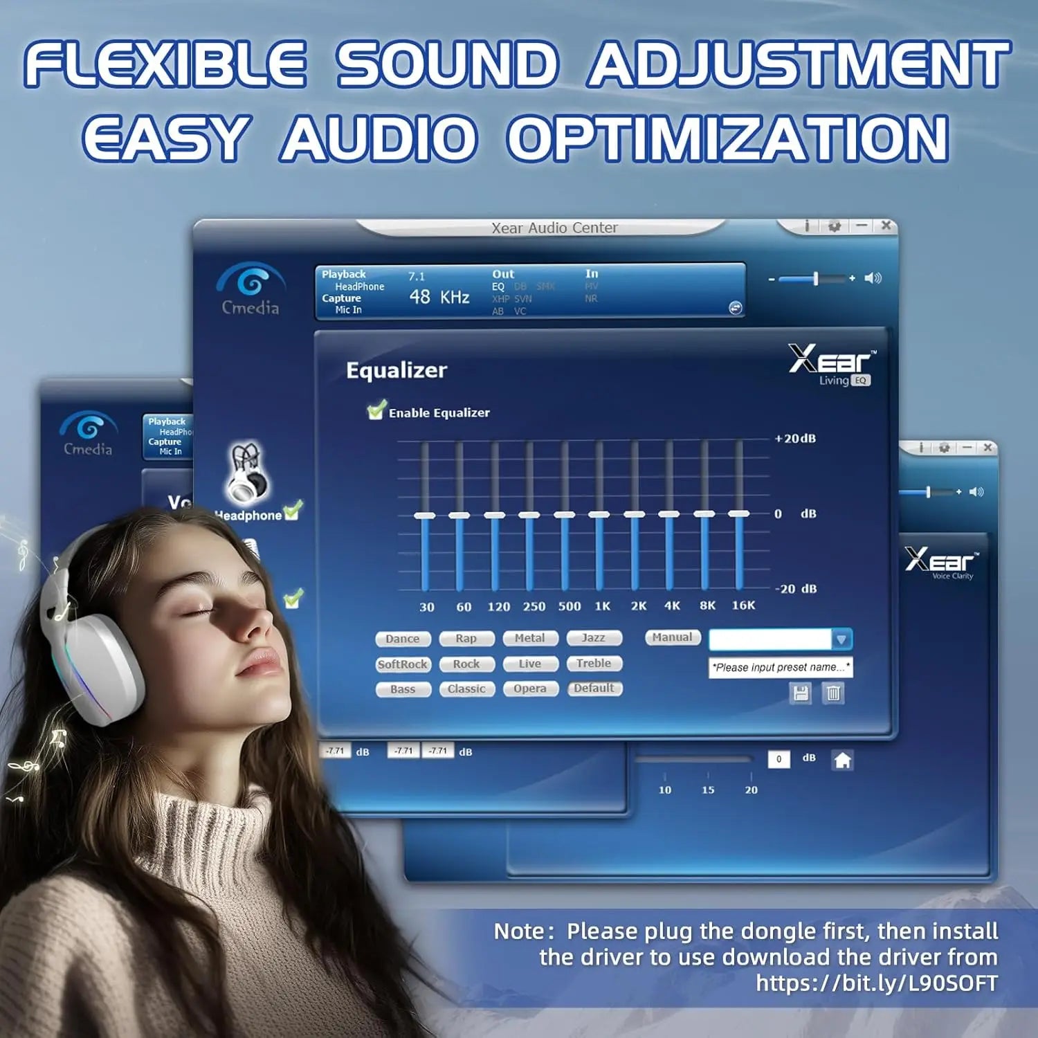 MAMBASNAKE x ATTACK SHARK L80 Wireless Gaming Headset 2.4Ghz USB Gaming Headphones with Bluetooth 5.2 50H Battery