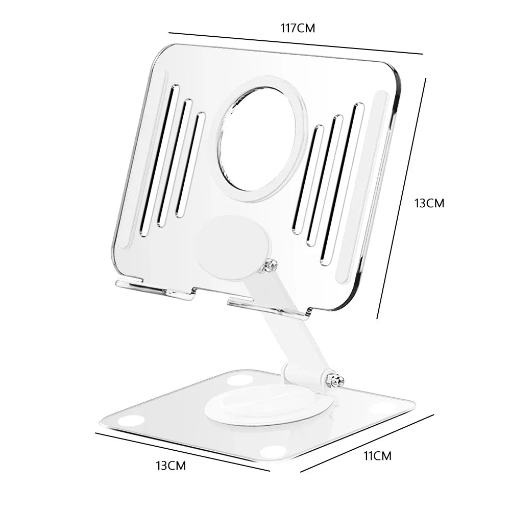 Foldable Reading Book Stand 360 Rotating Multifunctional Laptop Tablet Holder Adjustable Bracket Holder Acrylic