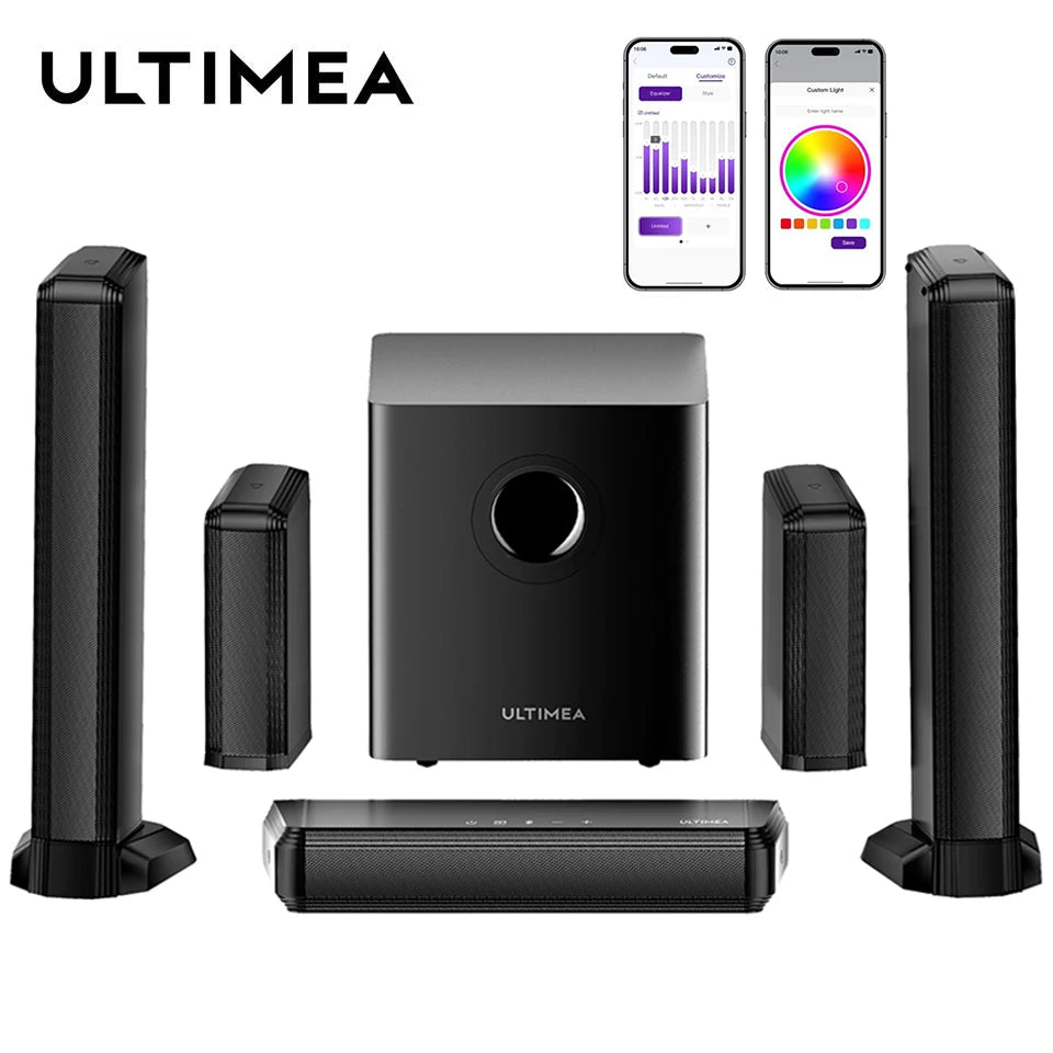 ULTIMEA 7.1 Surround Sound Bar with 2 Surround Speakers & 6.5’’ Subwoofer Surround Sound System for TV with RGB APP