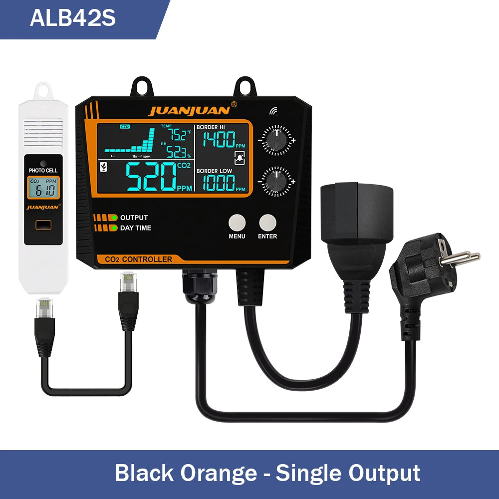 0~5000ppm CO2 Controller LCD Display Air Quality Monitor CO2 Concentration Control Carbon Dioxide Regulator for Plant