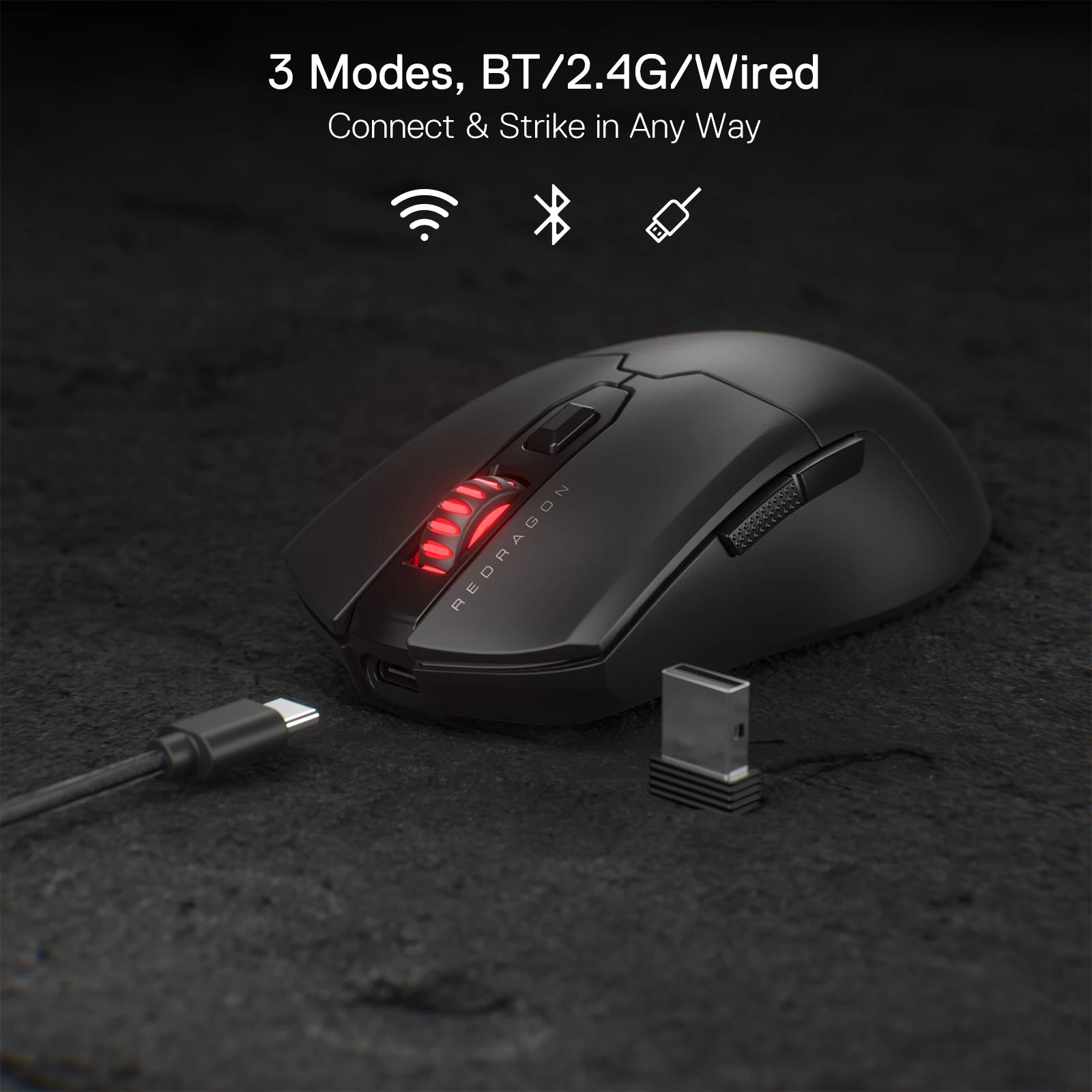 Redragon M995 Pro Wireless Gaming Mouse 26000 DPI Wired/Wireless Gamer Mouse BT & 2.4G Wireless