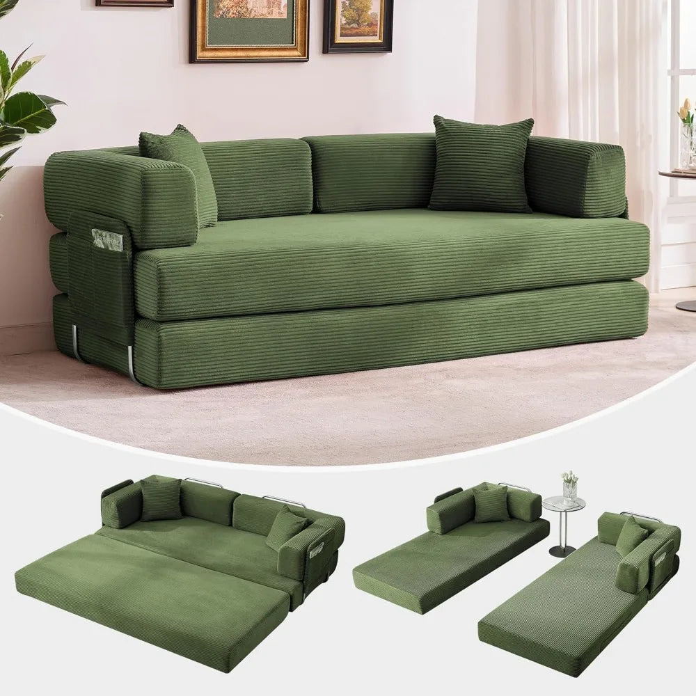 Convertible Sleeper Sofa Bed,78.8’’ Floor Sofa Bed,5-in-1 Folding Mattress Couch Loveseat with Fixed-Shape