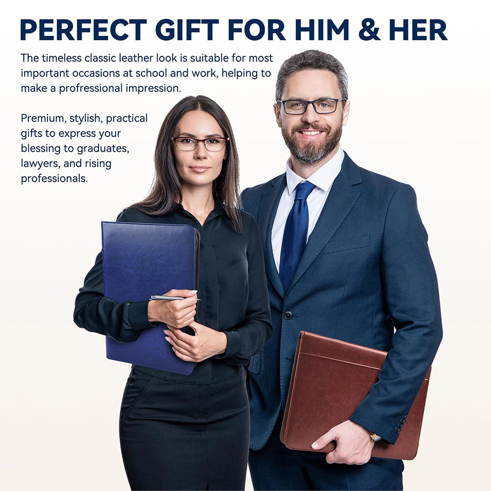 Zippered Padfolio Organizer Leather Planner Binder 10.2 Inch Portfolio Folder for Documents Letter Size Business Card