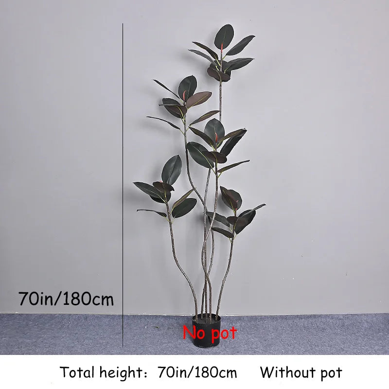 70in Large Artificial Plants Fake Ficus Tree Branch Plastic Rubber Leaves Tall Green Landscape For Home Garden Office