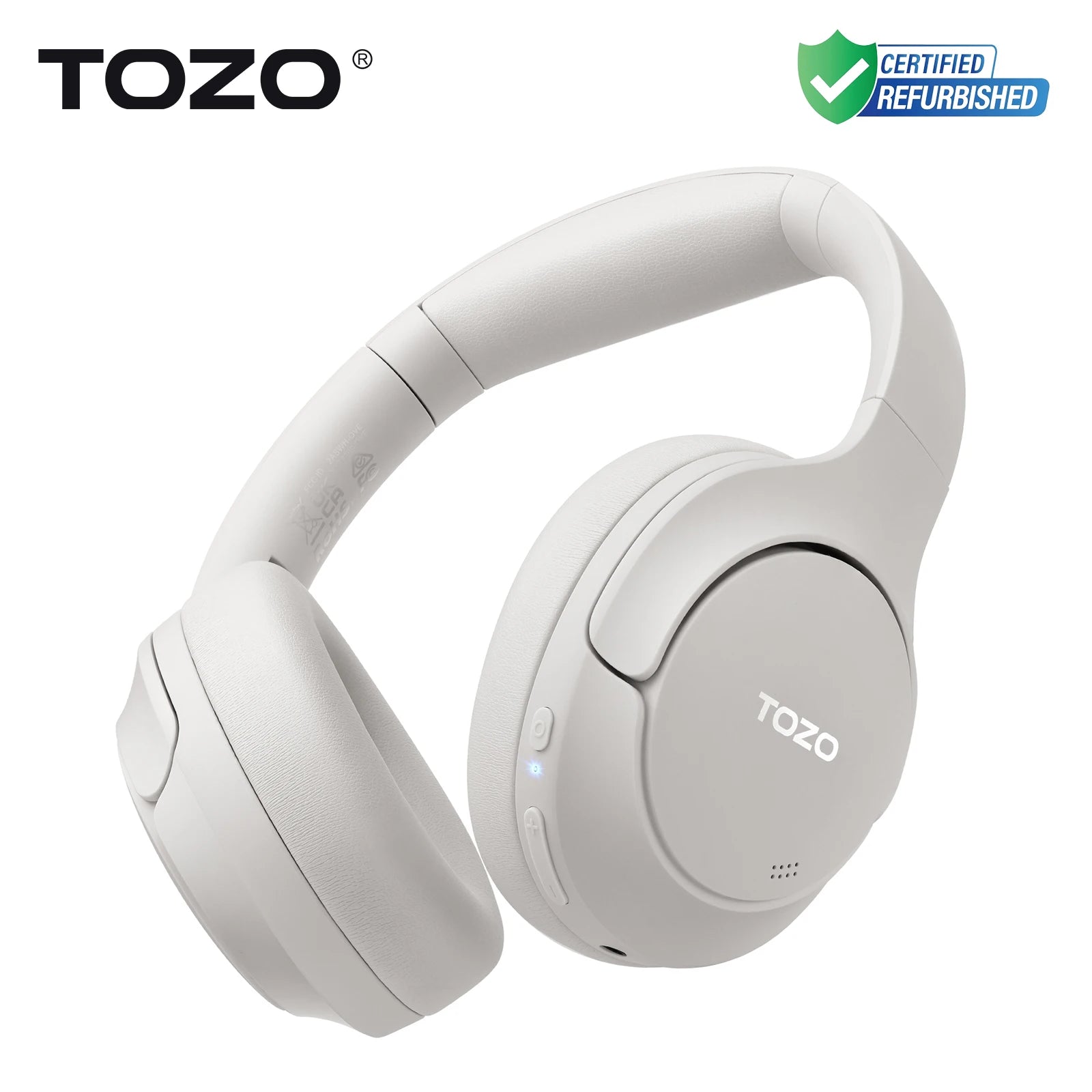 Refurbished TOZO Hi-Res Over Ear Headphones with Mic Hybrid Active Noise Cancelling 38dB Wireless&Wired Headsets 40mm