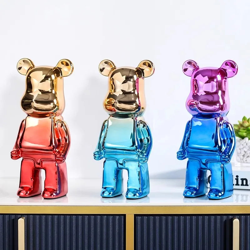 Aesthetic Bear Figure Ceramics Violent Bear Statue Animal Figurine Sculpture Decor Luxury Livingroom Decoration Desk