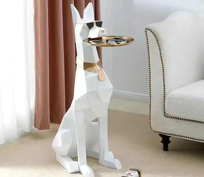 Giant Doberman Figure Side Table Large Dog Statue Plate Doberman Sculptures Luxury Living Room Decoration Home Decor