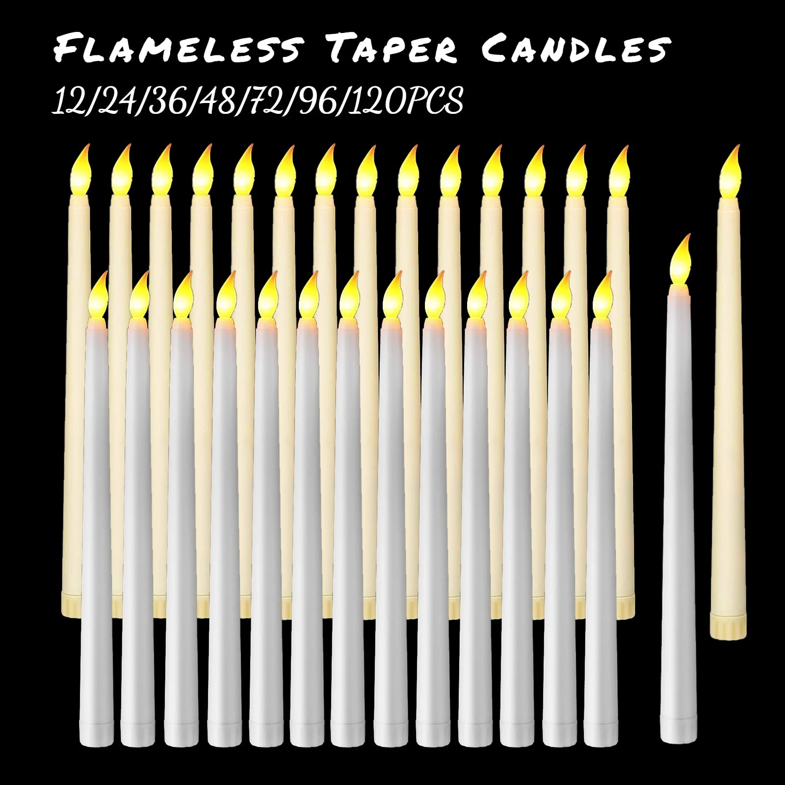 12-200Pcs Flameless Taper Candles Wedding Flickering LED Candles with 3D Wick Battery Operated Candles Party Home Fake