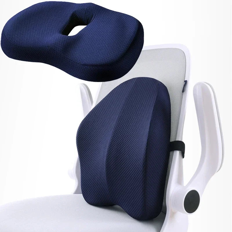 Orthopedic Memory Foam Seat Cushion Set Coccyx Support Cushion Office Chair Waist Back Lumbar Car Seat Hip Massage Pad