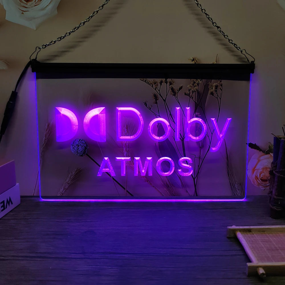 Dolby Atmos LED Neon Sign-3D Carving Wall Art for Home,Room,Bedroom,Office,Farmhouse Decor - Violet / UK-30x20cm