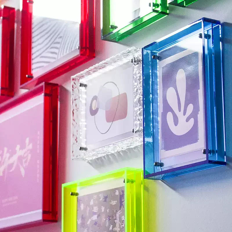 Translucent Acrylic Picture Frame Neon Floating Acrylic Wall Tabletop Frame Decoration Photo Frame for Gallery Home