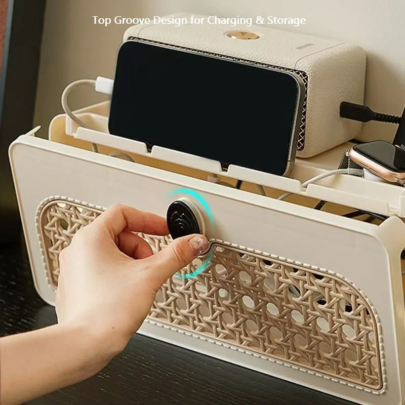 Large Cable Management Kit for TV/Set-top Box Retro Power Cord Organizer Box Desktop Cord Hider Box to Conceal Power