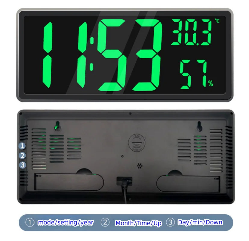 1PC Super Large Screen Wall mount clock hanging stand optional BIG BOWL Clock Living room LED digital clock for home