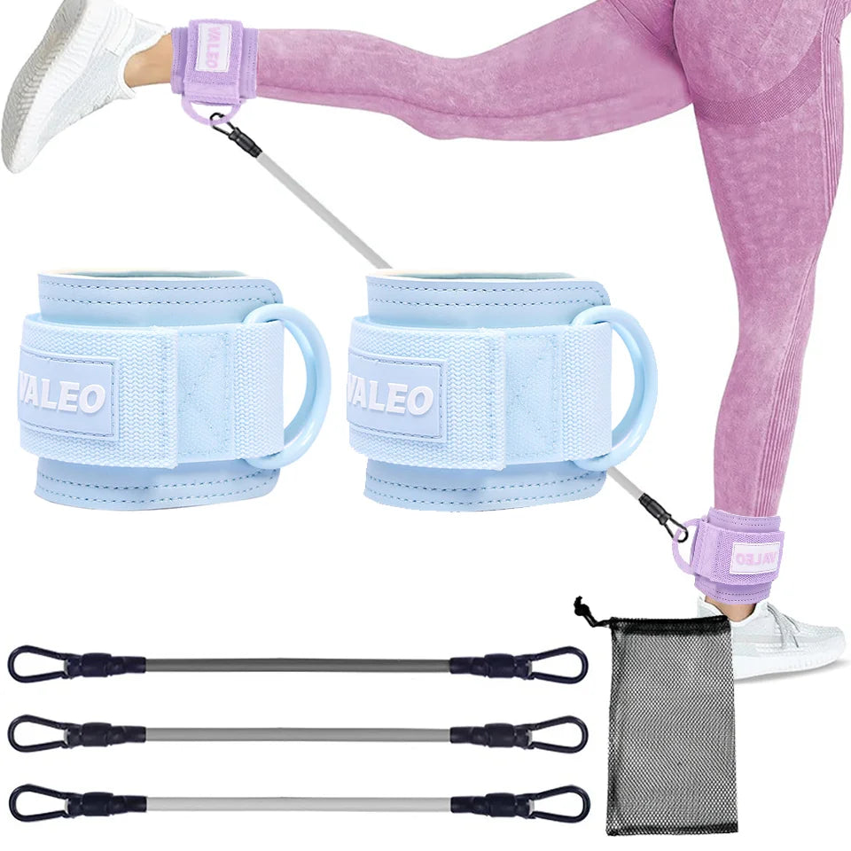 LOOGDEEL Resistance Bands Set Ankle Straps Adjustable Foot Support Padded Cuff Ankle Weight Leg Training Brace Yoga
