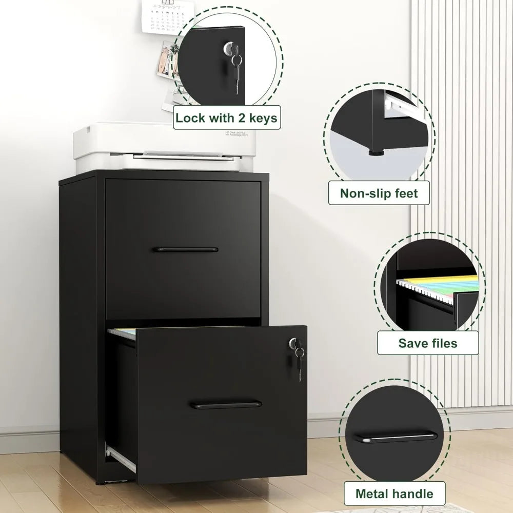 2 Drawer File Cabinet with Lock Vertical Filing Cabinet for Home Office Heavy Duty Storage for Letter Size Assembly