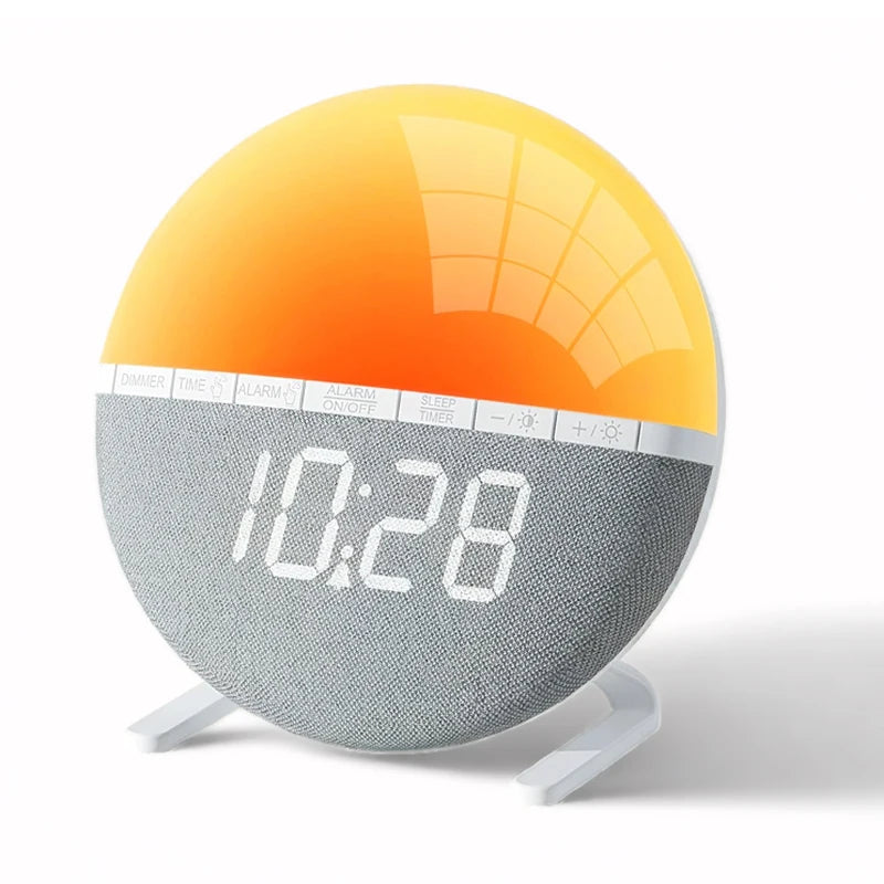 Wake Up Light Sunrise Alarm Clock Desk Clock with Colors Light Natural Sound Digital Clock for living room bedroom home