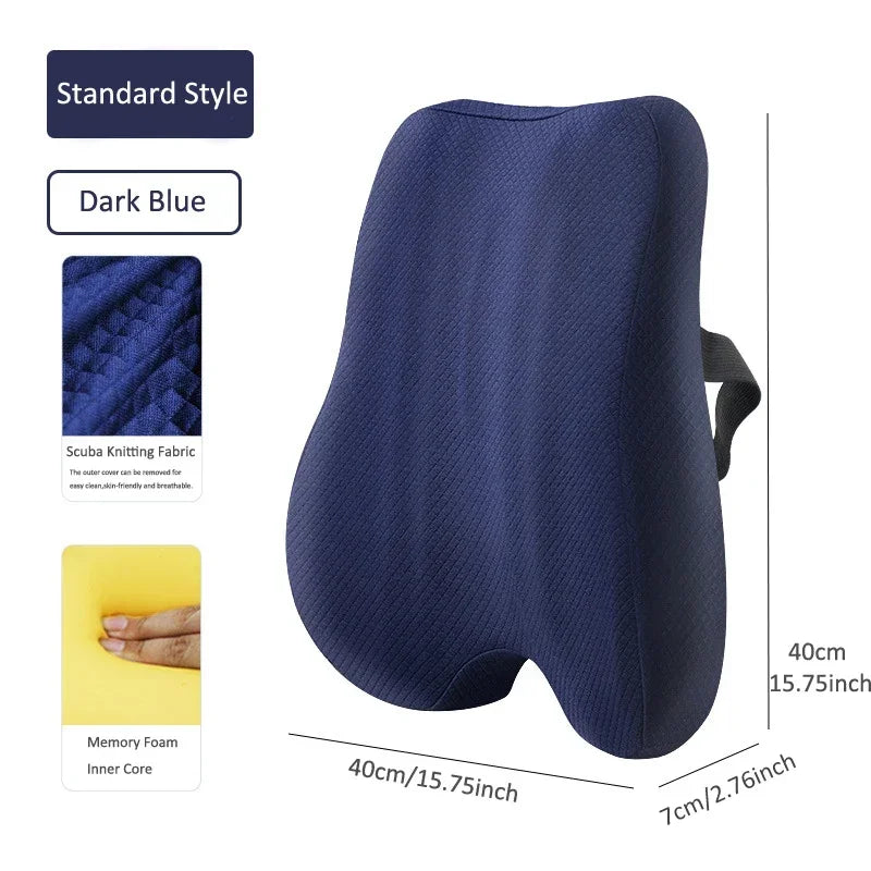 Memory Foam Seat Cushion Waist Back Support Pillow Set Orthopedic Ergonomic Coccyx Relief Hip Lumbar Pad for Office