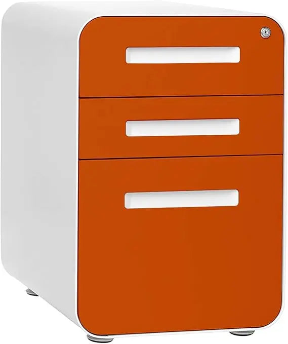 Under Desk 3-Drawer Metal File Cabinet with Lock Suitable for Legal/Letter Size on Wheels and Stationary - United