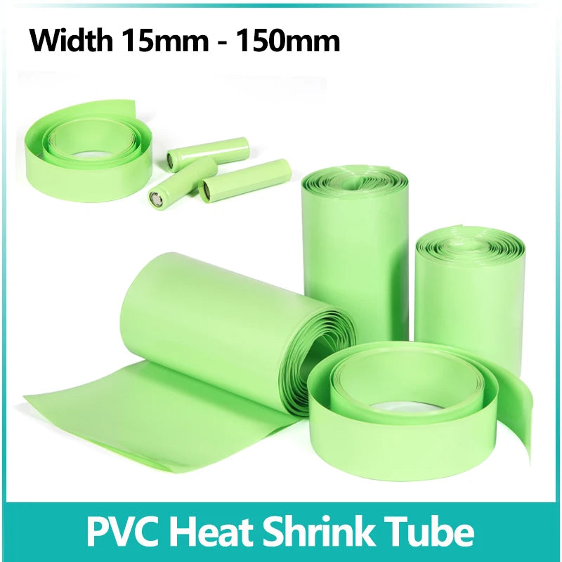 1/3/5/20M Fruit Green PVC Heat Shrink Tube 15mm ~ 150mm 18650 Lipo Battery Pack Insulated Film Wrap Case Protection