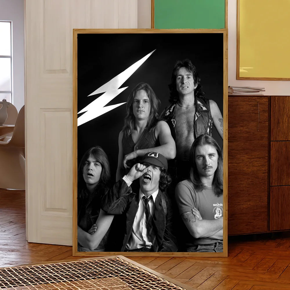 Band ACDC Music Poster Self Adhesive Painting Living Room Office Decoration Bedroom Home Wall Sticker Prints