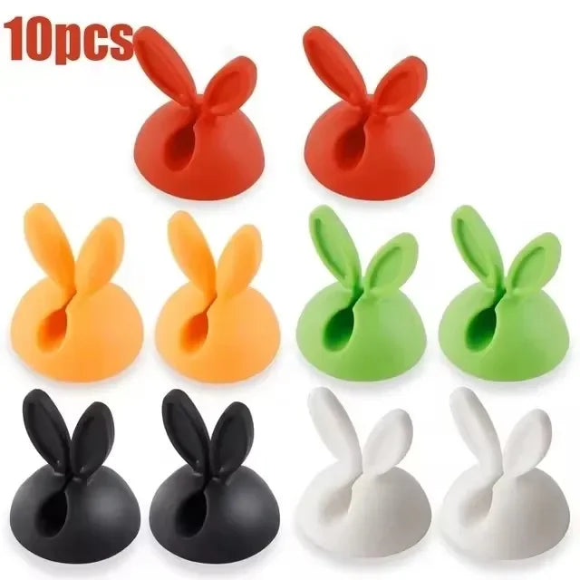 Cute Rabbit Ear Cable Manager Desktop Car Dashboard Charger Cables Clasp Clip Desk Line Organizer Bunny Ear Winder