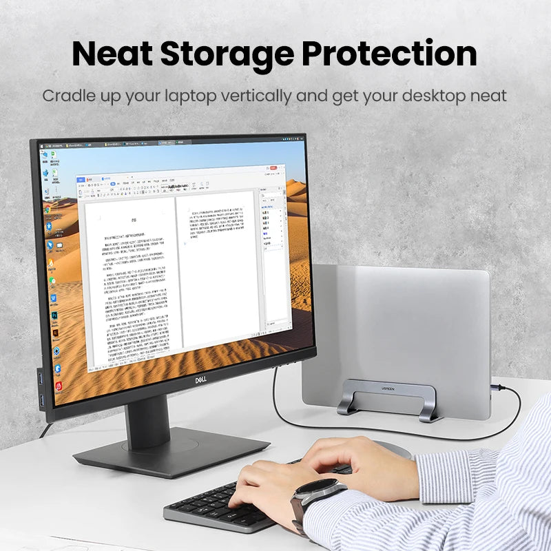 UGREEN Vertical Laptop Stand Holder For MacBook Air Pro Aluminum Foldable Notebook Stand Laptop Support MacBook Pro