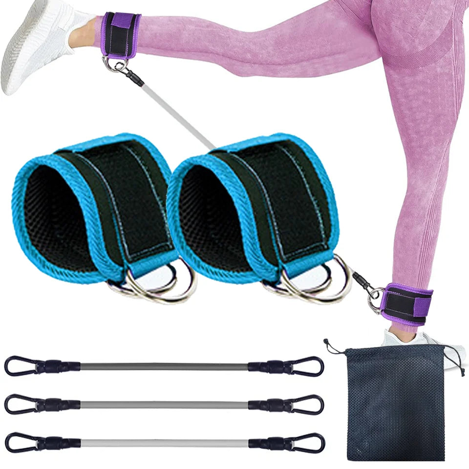 LOOGDEEL TPE Resistance Bands Ankle Straps Fitness D-Ring Support Ankle Cuffs Yoga Band Gym Guard Leg Strength Safety